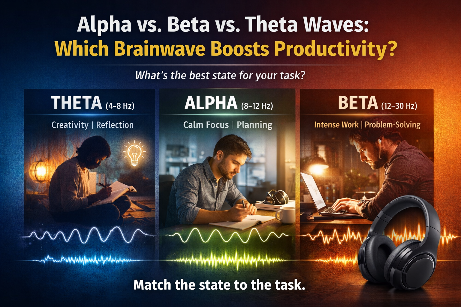 Alpha vs. Beta vs. Theta Waves: Which Brainwave State Actually Helps Productivity?