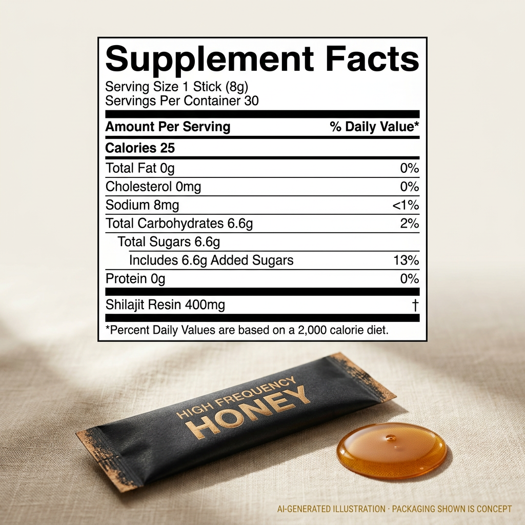 High Frequency Honey — Sacred Himalayan Shilajit Infused Mineral Honey Caramel Flavor Natural Honey Snack