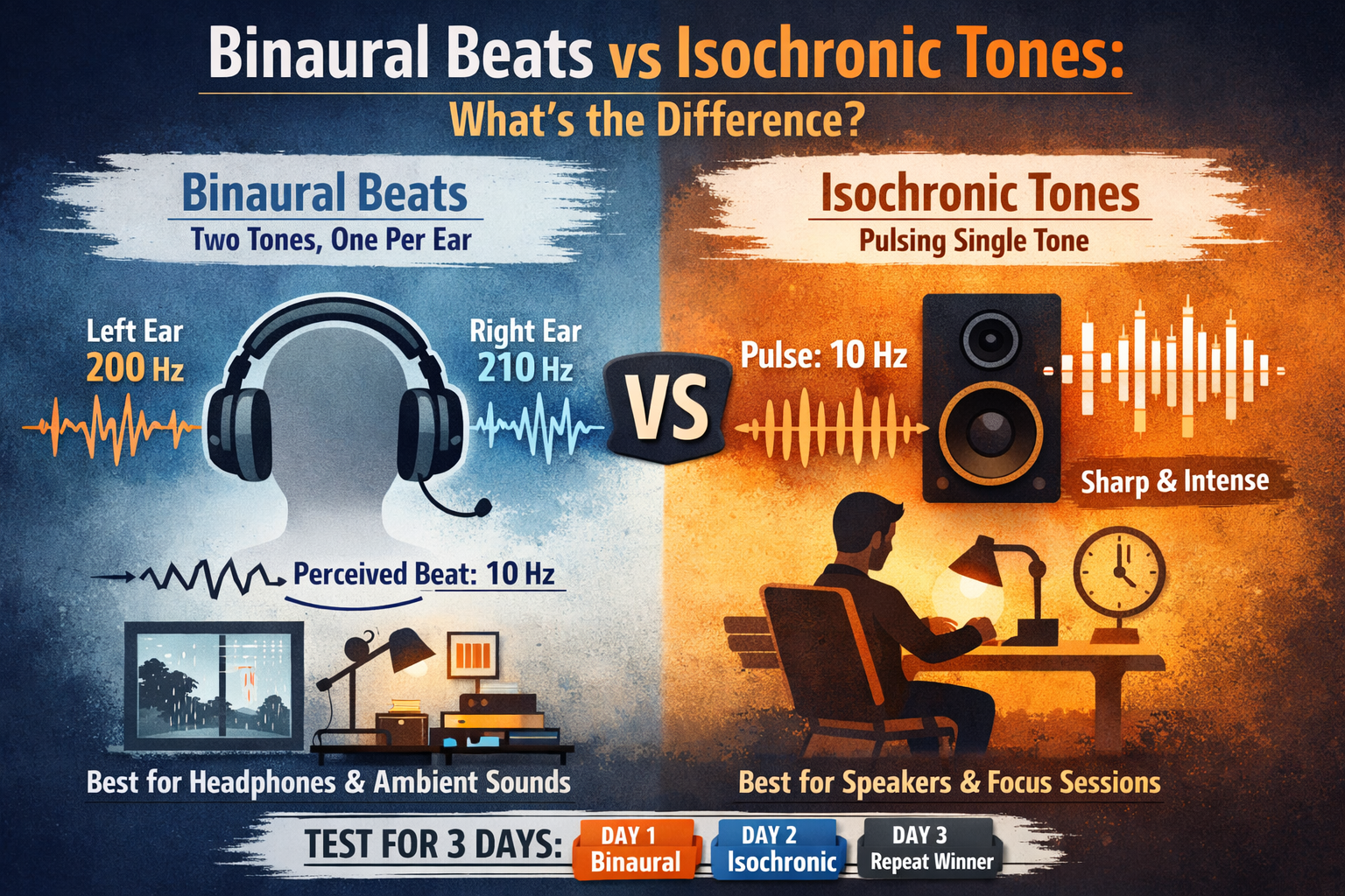 Binaural Beats vs Isochronic Tones: What’s the Difference (and Which Should You Use)?