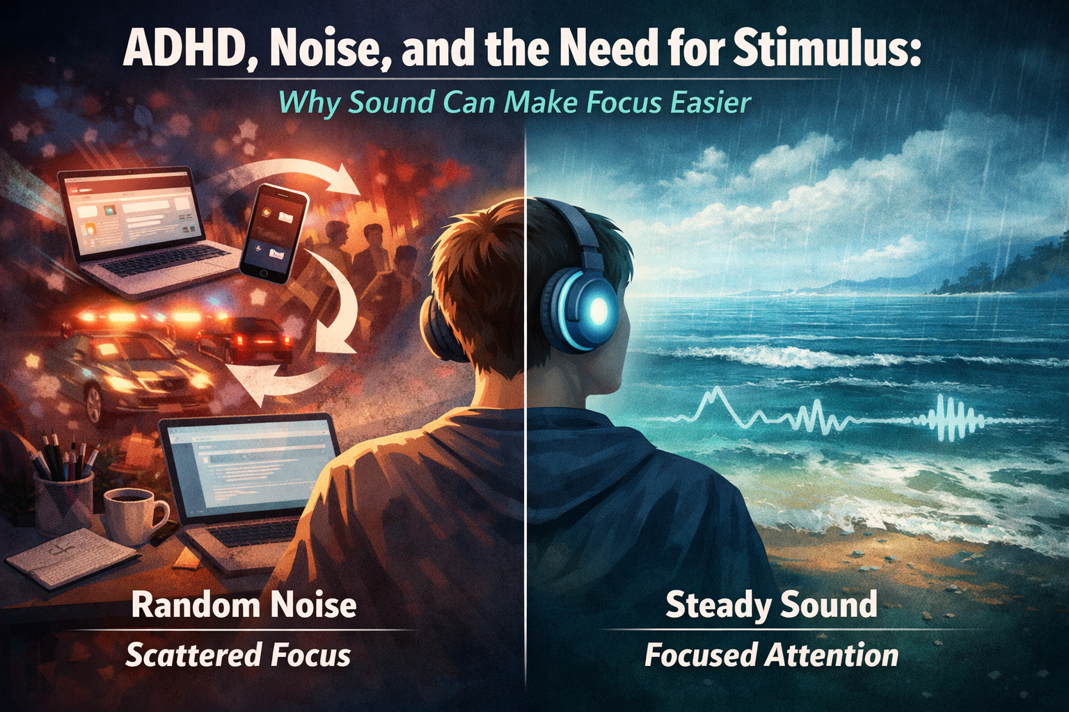 ADHD, Noise, and the Need for Stimulus: Why Sound Can Make Focus Easier